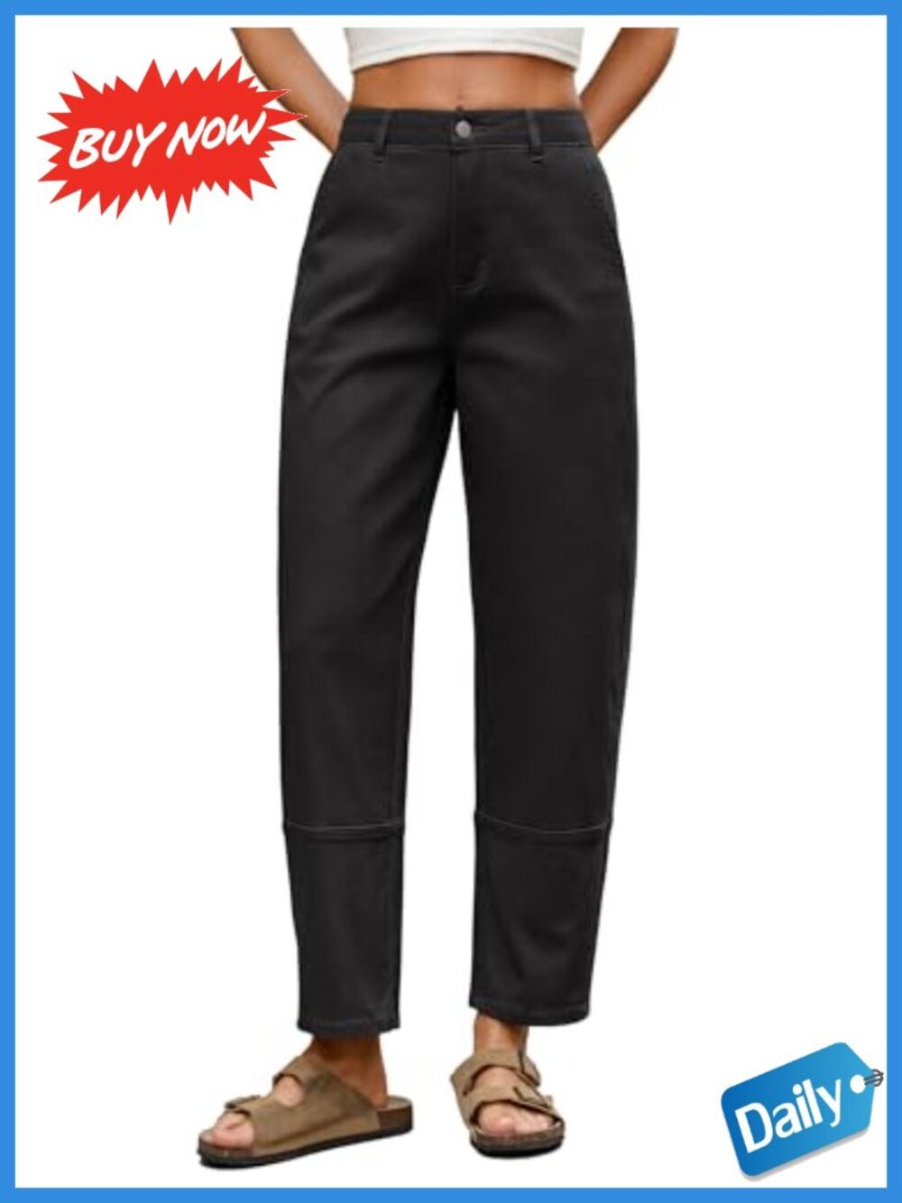 Harem Pants High Waisted Cropped Ankle Cargo Seam Women